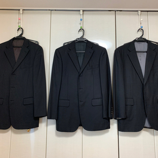 メンズスーツ冬物　黒3着＋ビジネスバッグ　J.PRESS、NEW...