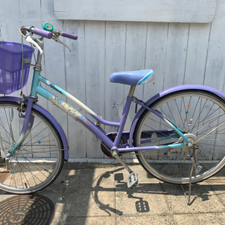 【ネット決済】ママチャリ　２４インチ　紫　✨自転車整備済。すぐに...