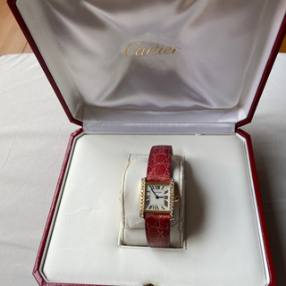断捨離中Cartier 18K YG 正規品お値下げしました。 Cartier 66013 1990s 18KYG Tank Louis Cartier/Pave Diamond Case