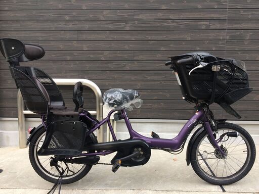 地域限定送料無料　ヤマハ　キッスミニ　三人乗り　バッテリー新品　子供乗せ　紫　ギュットミニ　アンジェリーノプティット　神戸市　電動自転車