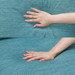 【譲ります】2〜3人掛けソファとオットマンセット　ヘッドレスト2個、クッション付CA10 ターゴイズブルー