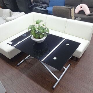 札幌 引き取り ニトリ ダイニングソファ/コーナーソファ コンセント付き ホワイト/白