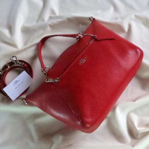 ◆COACH◆サッチェル2wayショルダーバッグ/レッド 秋コーデ