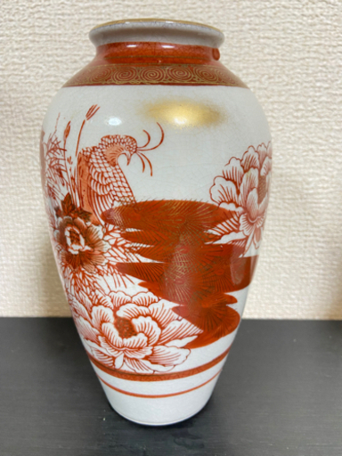 九谷焼 赤絵金彩 赤絵割取 大型 花瓶 花器 華道具 九谷焼 赤絵金彩 赤絵割取 大型 花瓶 花器 華道具