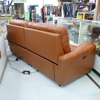 ニトリ 本革リクライニングソファ ジャファー SKタイプ ３人用両電動 ブラウン 幅208㎝ USB差込口付き NITORI 苫小牧西店