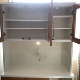 レンジボード 食器棚 ハイタイプ 木目×WH 【ユーズドユーズ名古屋天白店】J1035 レンジボード 食器棚 ハイタイプ 木目×WH 【ユーズドユーズ名古屋天白