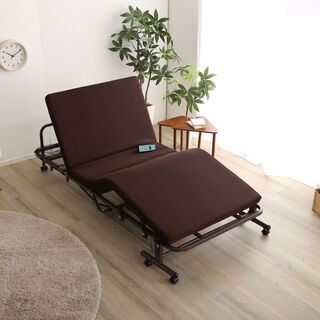電動リクライニングベッド　高反発マットレス　ブラウン色