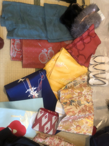 アンティーク着物　帯　草履　本毛皮ショールなど14点セット