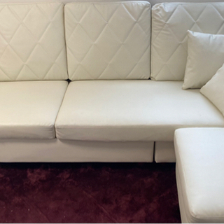 9月末まで】ソファー3人掛け（PVC:白）