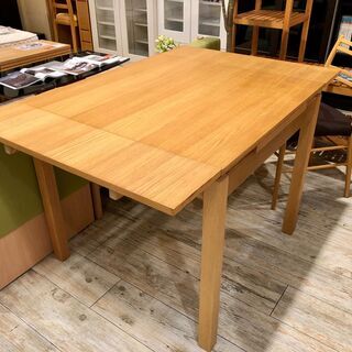 中古 無印良品 伸長式ダイニングテーブル ／ チェア2脚セット