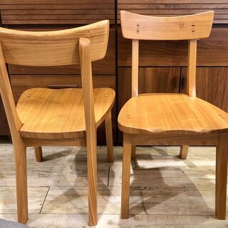 中古 酒井製作所 変形ダイニングテーブル チェア3脚 タモ材