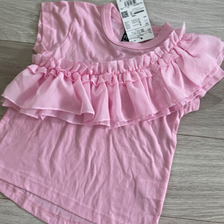 タグ付き　ピンク　フリル　Tシャツ