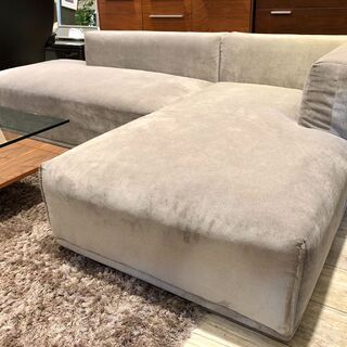 中古　Francfranc / フランフラン　メーネ ソファ&カウチセット R ライトグレー　ロータイプソファ