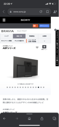 ジャンク品です。テレビ65インチ　SONY ブラビア