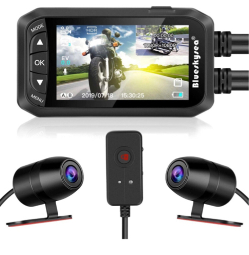 【新品未使用】 バイク ドライブレコーダー 小型 200万画素 2.7インチ液晶 1080P 防水カメラ リモコン付き オートバイ用 前後カメラ 広角130°エンジン連動 常時録画 衝撃録画・Gセンサー ループ録画 128GBカード対応 DV128
