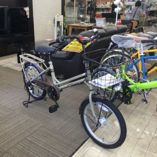 8/28【✨新古車✨】定価41,580円 PAOLA 6段変速 20インチ自転車 子乗せ仕様などにどうですか？LEDライト SHIMANO 6段変速 ロータイプなので乗り降り楽ちん 2人乗り 3人乗り 子供乗せ