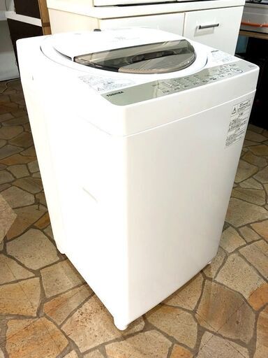 札幌近郊　送料無料　東芝/TOSHIBA　全自動洗濯機　AW-6G8　6㎏　2019年製　洗濯機　浸透パワフル洗浄　グランホワイト