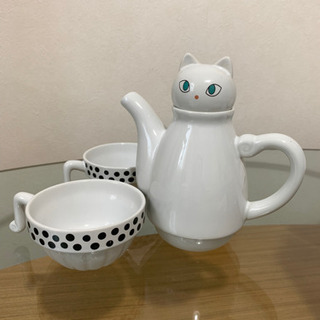 かわいい猫ティーポット&ティーカップ