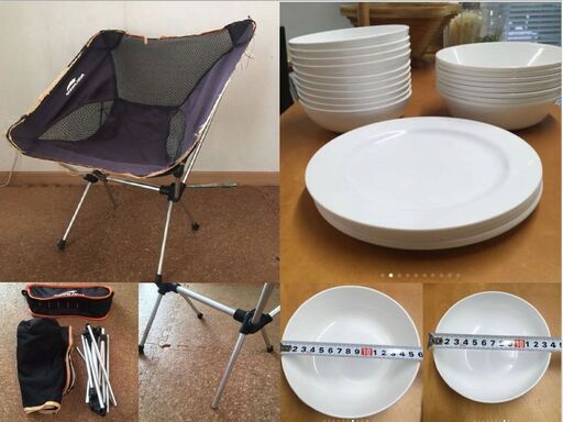 キャンプ用6点セット（BBQ台、ランタン、テント、椅子、テーブル、食器）