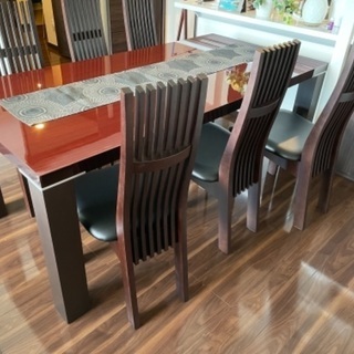 ダイニングセット　ラインレッドカラー　チェア6脚