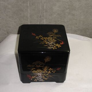未使用　箱入り（箱劣化）　　黒い重箱　３段　　昭和　レトロ - 生活雑貨
