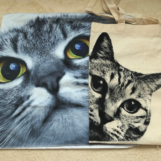 【ネット決済・配送可】猫のタペストリーとバッグ