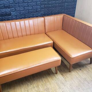 【7350】ソファーダイニングセット・２P、右肘アーム・ベンチの３点セット