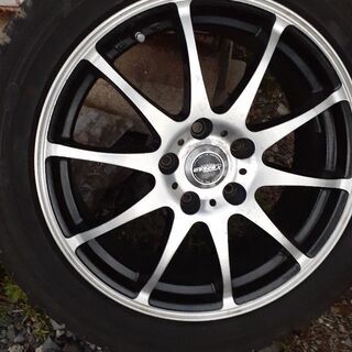 アルミホイールタイヤ４本セット中古　17インチ　5穴　オフセット＋53通し　pcd114.3　