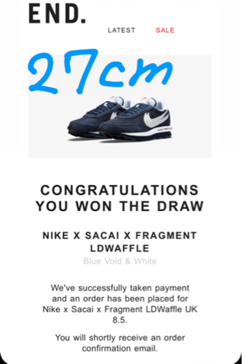 スニーカー Nike Sacai Fragment