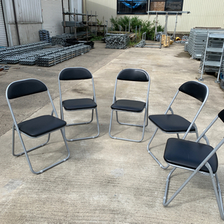 会議用 折りたたみパイプ椅子 5脚/ 現場事務所簡易椅子/　中古品