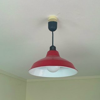 天井照明/ホーロー/赤（電球付属）31cm径