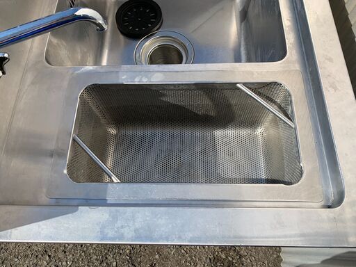 210831)【30%値下げ】業務用 厨房用品 ダスト付二槽シンク 流し台 水
