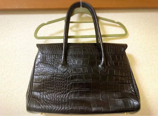 FURLA トートバッグ A4サイズ クロコ型押し ブラック レザー 