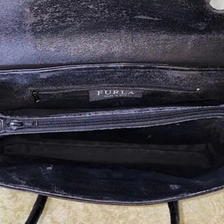 FURLA トートバッグ A4サイズ クロコ型押し ブラック レザー イタリア製