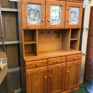 愛品館八千代店】カントリー調 3枚扉キッチンボード ②【愛八KT】