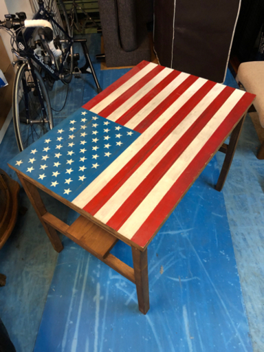アンティークシンプル木目調センターテーブル　カルフォルニア　星条旗　アメリカン