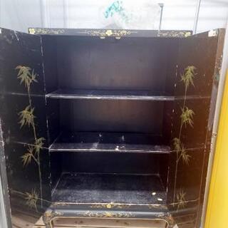 USED 髙島屋 箪笥 蒔絵 鳥語花香 脚付き 黒 3段 たんす タンス 高島屋 昭和レトロ 百貨店 高級家具