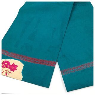 ◇アンティーク　袋帯◇　青緑　大胆　豪華　刺繍　時代物　レトロ　袋帯　◇長さ410cm◇ ◇アンティーク 袋帯◇ 青緑 大胆 豪華 刺繍 時代物 レトロ 袋帯 ◇長