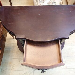 アンティーク家具 コンソールテーブル 引出付き 半円 4本脚  検）ロイズ アンティークス■幅79cm×奥行40cm×高さ76㎝■近隣配送無料 買取帝国 朝霞店 