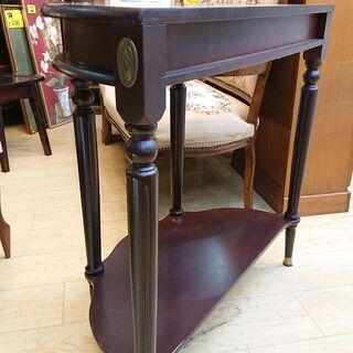 アンティーク家具 コンソールテーブル 引出付き 半円 4本脚  検）ロイズ アンティークス■幅79cm×奥行40cm×高さ76㎝■近隣配送無料 買取帝国 朝霞店 
