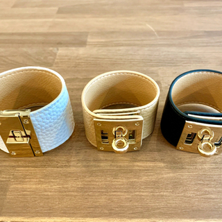 【在庫処分】【新品・未使用】【16個まとめ売り】レザーブレスレット（ホワイト）