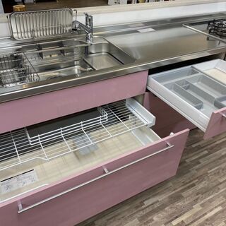 【1点限り】展示品システムキッチン（未使用品）LIXIL（リクシル）製/Wサポートシンク付