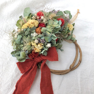 受注制作ユーカリと紫陽花と花々のリース  