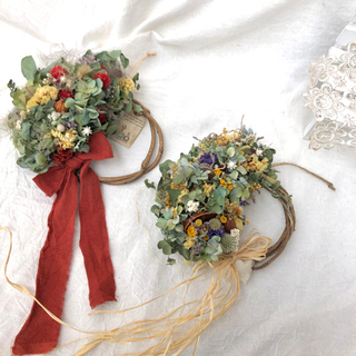 受注制作ユーカリと紫陽花と花々のリース  