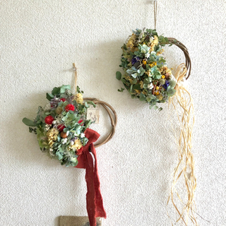 受注制作ユーカリと紫陽花と花々のリース  