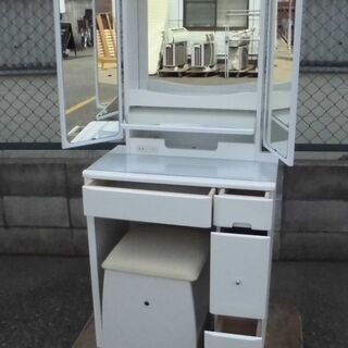 JM12540)三面鏡ドレッサー＆椅子セット 日本製 ホワイト ...