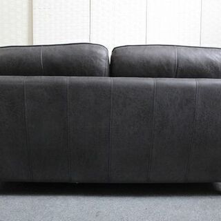 関家具 RELAX FORM COLUMBUS/コロンバス レザーテックス 2人掛け 幅1640 LT03 チャコールブラック  ソファ 中古家具 店頭引取歓迎 R4015)