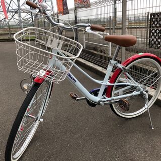 自転車 軽快 ホワイト/レッド　24インチサイズ