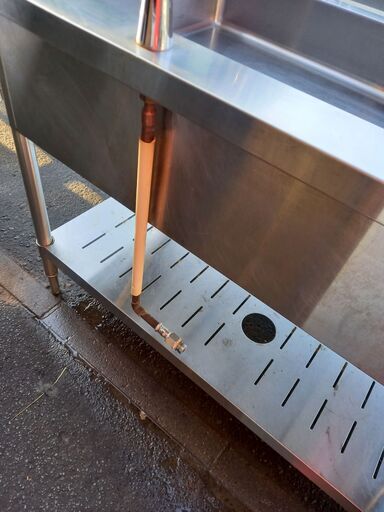 G4953 2槽シンク 蛇口3か所 送料A 札幌 業務用 厨房用品 プラクラ南9