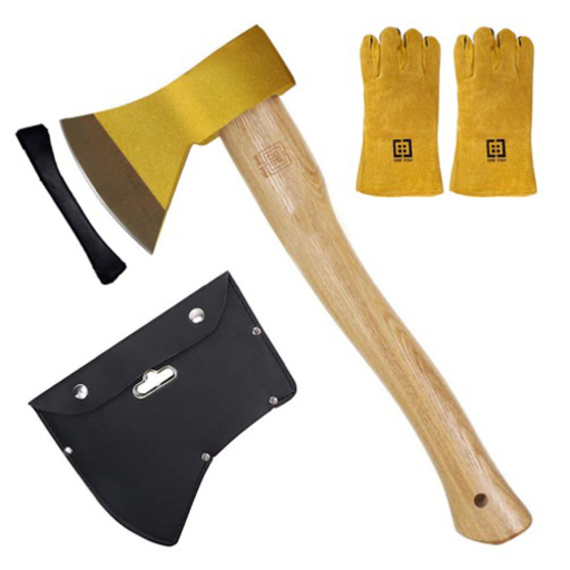 おの 手斧 小型薪割り斧 保護ケース付き耐切創手袋付き39cm www